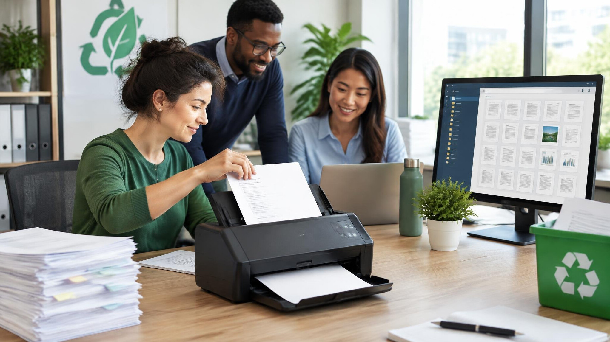 team scanning documents